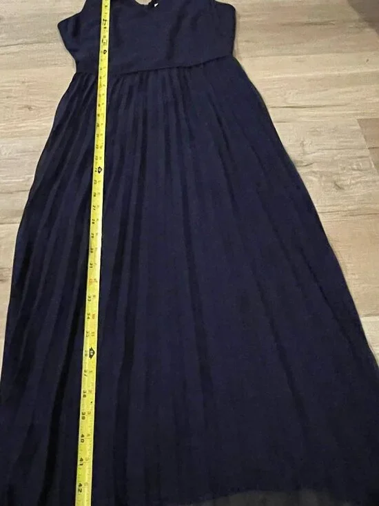 Sam Edelman pleated skirt midi dress - navy size 0 Flowy wedding guest - Picture 5 of 9